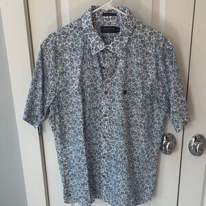 Fish Hippie White and Blue Floral Button Down Shirt